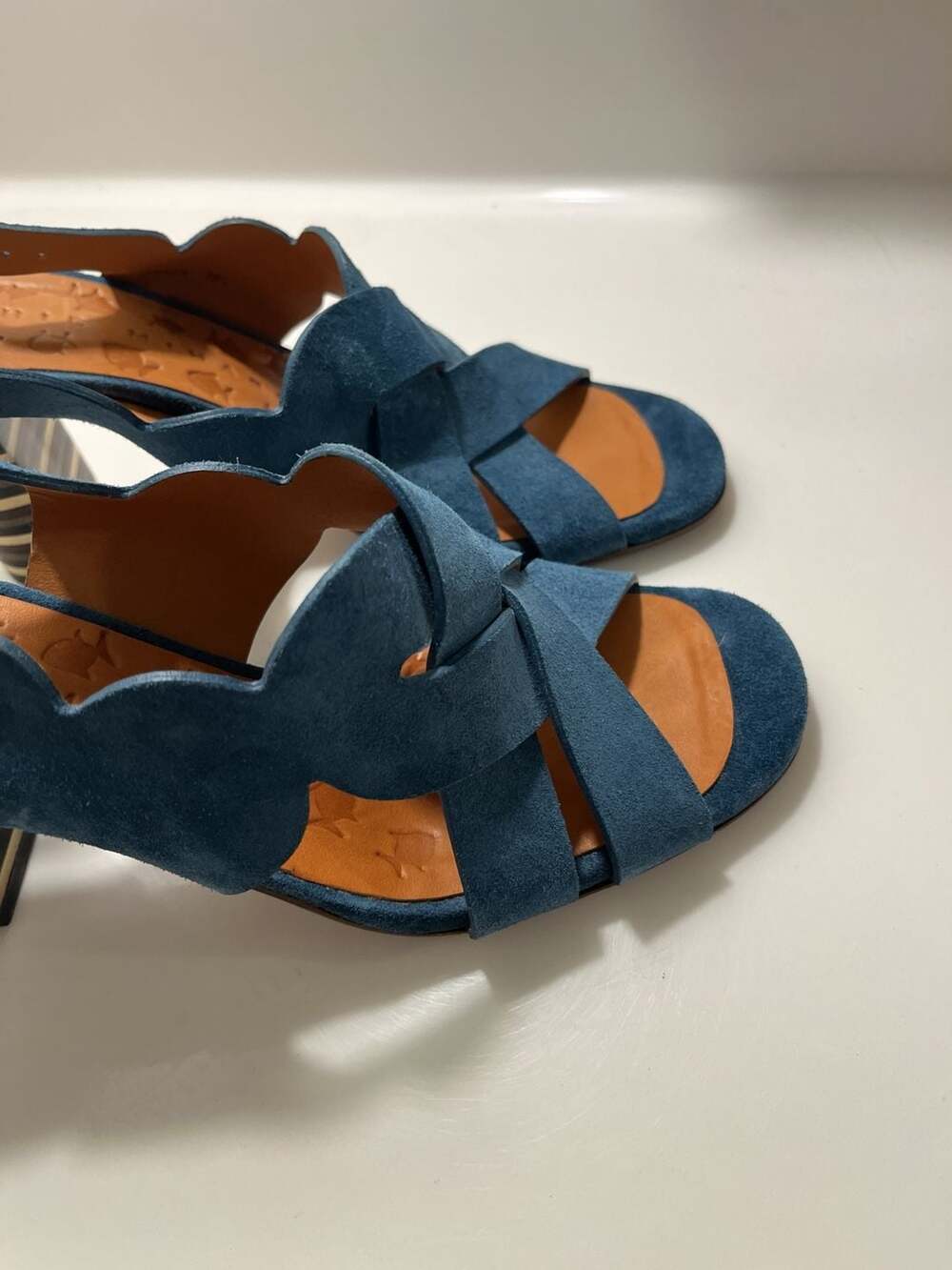 Chie Mihara Blue Suede Sandals
